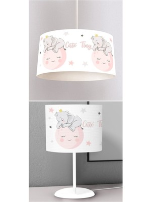 Allians Çocuk Odası Dijital Baskılı Sarkıt Avize ve Masaüstü Abajur Takımı