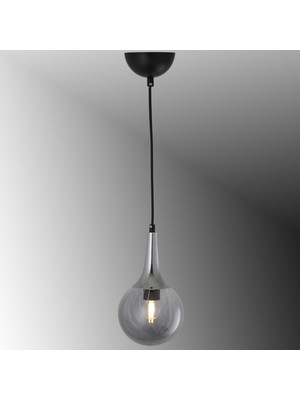 Allians Şık Siyah-Krom Tekli Uzun Hunili Avize, Modern ve Şık Tasarım