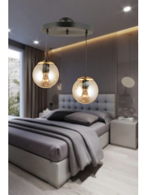 Allians Siyah 2'li Bal Glop Top Camlı Sonsuz Sarkıt Tepsi, Lüks Avize Tasarımı