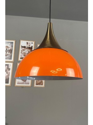 Allians Parlak Turuncu Avize, Tekli Sarkıt, Eskitme Kubbe, Salon ve Mutfak Aydınlatması