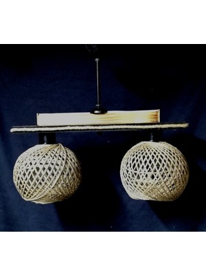 Allians Şık ve Doğal 2'li Jüt Ip Örgü Avize Seti, Modern Dekorasyona Uyum Sağlar