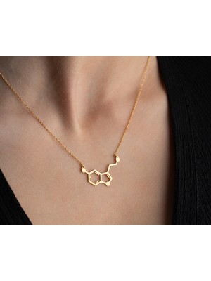 925 Ayar Gümüş Serotonin Kolye – Mutluluk Molekülü Tasarımı