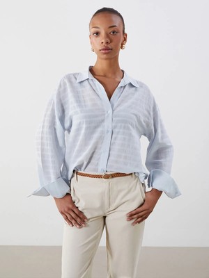 Lc Waikiki Yeni Sezon Çizgili Oversize Kadın Gömlek