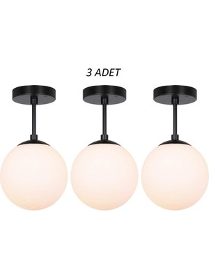 Allians 3’lü Modern Camlı Metal Avize Seti, Şık ve Zarif Aydınlatma