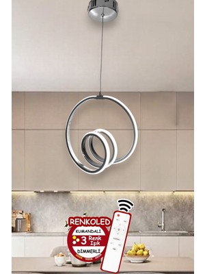 Allians 3 Renk Işıklı Modern Sarkıt LED Avize, Antre, Hol ve Oda Dekorasyonu