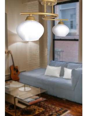 Allians Modern Eskitme Renkli Camlı 2'li Avize, Salon, Mutfak ve Yatak Odası Için