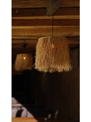 Allians Şık ve Doğal Görünümlü Bohem Tarz 1 Katlı Hasır Avize, Sıcak Atmosfer Için