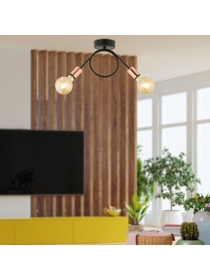 Allians Modern 2'li Bakır Sarkıt Avize, Genç ve Salon Dekoru, Şık Tasarım