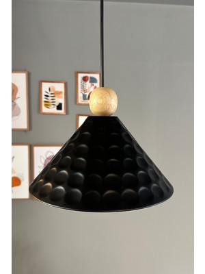Allians Rumy Siyah Ahşap Boncuklu Sarkıt Avize, Retro Tasarım, Ofis ve Salon Işığı