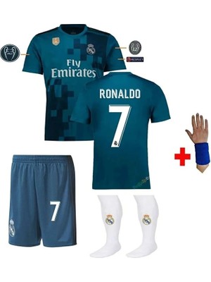 Alaturka Mix Real Madrid 2018 Sezonu Cristiano Ronaldo 7 Röveşata Çocuk Forması Şort Çorap Bileklik