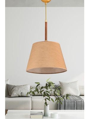 Dede Şapkalı Tekli Volga Sarkıt Ceviz Mat Gold Abajur