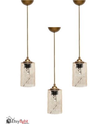 Allians Şık 3'lü Dora Golden One Cam Sarkıt Takımı, Modern ve Zarif Aydınlatma