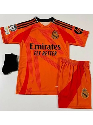 Alaturka Mix Real Madrid #isimsiz Çocuk Forması Turuncu Çorap Bileklik Hediyeli