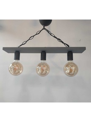 Allians Şık Gri Boyalı 3'lü Ahşap Avize Seti, Modern ve Zarif Tasarım