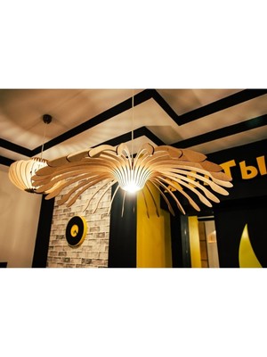 Allians 70 cm Rustik Ahşap Sarkıt Avize, Retro ve Bohem Tarzı Dekoratif Aydınlatma