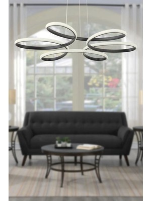 Allians Modern Siyah Kasa Beyaz Işık LED Avize, Salon ve Mutfak Için Şık Tasarım