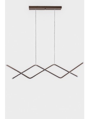 Allians Modern Kahverengi Yemek Masası ve Beyaz LED Avize Takımı