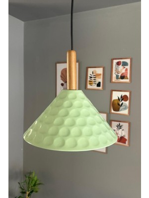 Allians Rumy Mint Ahşap Sarkıt Avize, Modern ve Şık Tasarım, Ofis ve Salon Dekoru