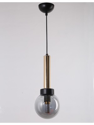 Allians Şık Siyah ve Gold Kaplama Füme Camlı Modern Avize