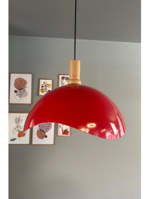 Allians Kırmızı Tekli Avize, Ahşap Fener, Sarkıt Lamba, Restoran ve Salon Aydınlatması