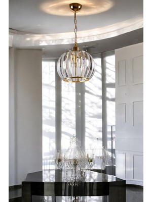 Allians Modern 2'li Kristal Avize, Şık ve Işıltılı Ev Dekoru Seti