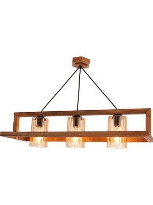 Allians Modern 3'lü Ahşap Avize, Şık ve Aydınlık Tasarım