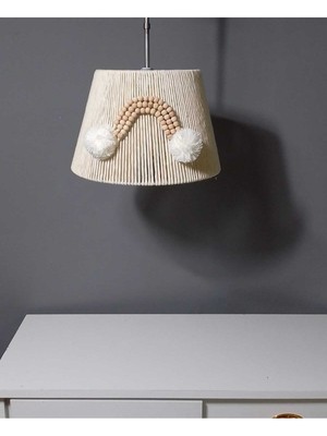 Allians Ekru Makrome Ahşap Boncuk Çocuk ve Bebek Odası Avizesi