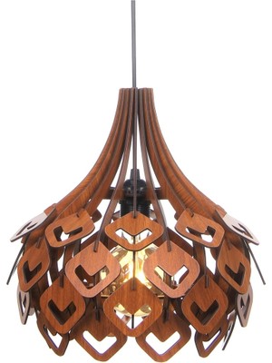 Allians Dörtgen Modern Globe Küre, Ahşap Mdf 3D Lazer Kesim, Rustik Salon Avize