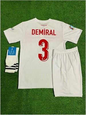 Alaturka Mix Euro 2024 Türkiye Merih Demiral 3 Numara Deplasman Çocuk Forması 3 Lü Set (Beyaz)