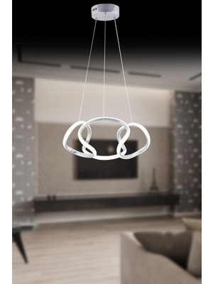 Allians Şık Eskitme Power Led'li Beyaz Avize, Salon, Mutfak, Oda ve Hol Dekoru