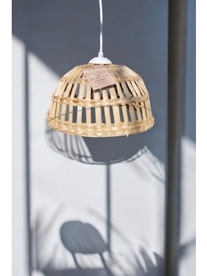 Allians Şık Hasır Bambu Rattan Avize, 30CM, Iskandinav Bohem Rustik Sarkıt