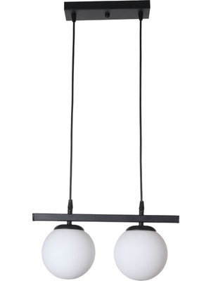 Allians Sezar Modern Siyah Camlı 2’li Avize, Mutfak, Salon ve Hol Için Şık Aydınlatma