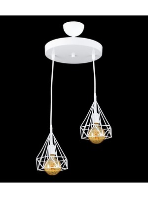 Allians Modern Üçlü Beyaz Prizma Sarkıt Avize, Şık ve Şeffaf Tasarım