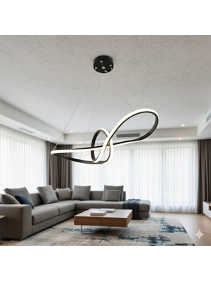 Allians Şık Siyah Kasa Papyon Model LED Avize, Üç Renkli Işık Seçeneği