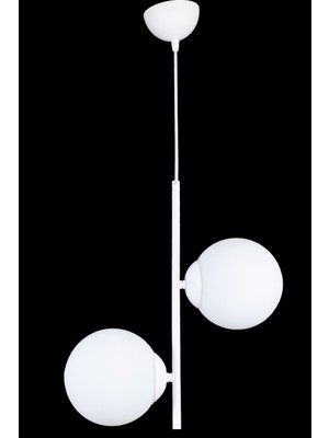 Allians Modern Beyaz Glop Camlı Çiftli Avize, Şık ve Işıltılı Tasarım