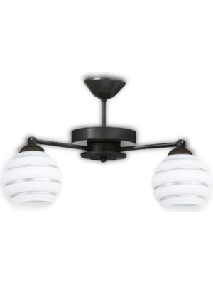 Allians Şık Siyah ve Gümüş Cam Detaylı Modern Plofonyer Avize Çiftli Set