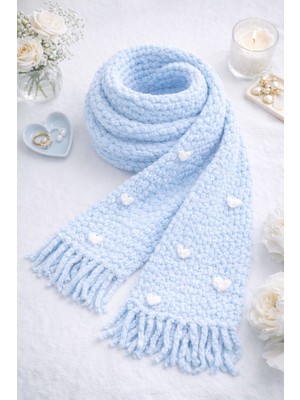 Matenon Design El Yapımı Yumuşacık Kalp Desenli Atkı