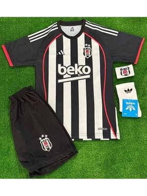 Alaturka Mix Siyah/beyaz 2026 ./isimsiz/..' Yeni Sezon Iç Saha Çubuklu Çocuk Forması 4lü Set