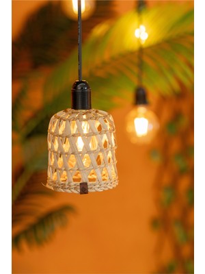 Allians El Yapımı Doğal Hasır Avize 14X14 cm E27 Uyumlu Aplik & Abajur Başlığı