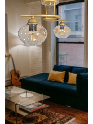 Allians Modern Eskitme Renkli Camlı 2'li Avize, Salon, Mutfak ve Yatak Odası Için