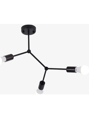 Allians Şık Siyah 3'lü Tavan Avize, Modern ve Zarif Aydınlatma Seçeneği