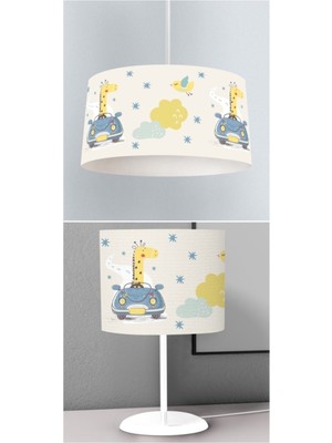 Allians Çocuk Odası Dijital Baskılı Sarkıt Avize ve Masaüstü Abajur Seti