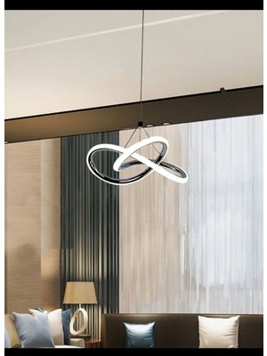 Allians Modern Krom Sarkıt LED Avize, 3 Renk Power Ledli, Salon ve Mutfak Için