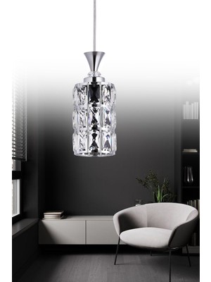 Allians 20'li Krom Kristal Lüks Avize, Salon, Mutfak, Oda, Hol Için Şık Tasarım