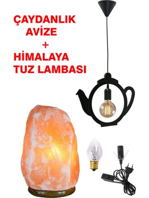 Allians Modern Çaydanlık ve Himalaya Tuz Lambası Sarkıt Avize Seti