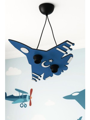 Allians Rüya Gibi Çocuk Odası Uçak Avizesi, Ay Yıldız ve Solotürk Temalı