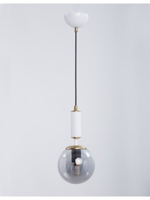 Allians Şık Beyaz Eskitme Füme Camlı Avize, Zarif ve Modern Dekorasyon Için