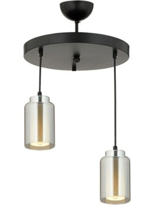 Allians Siyah Krom Detaylı Spor Tarz 2'li Sarkıt Aydınlatma Seti