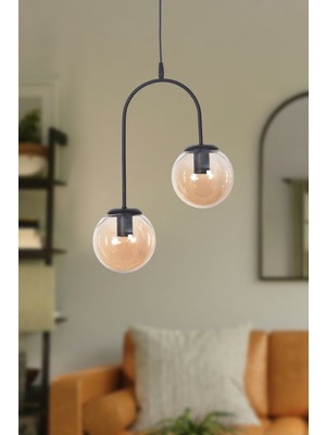 Allians Modern Siyah Bal Cam Sarkıt Avize, Mutfak ve Yatak Odası Işıklandırması