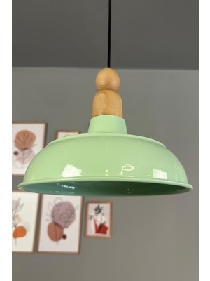 Allians Veluna Mint Ahşap Boncuklu Retro Sarkıt Avize, Ofis ve Salon Dekoru